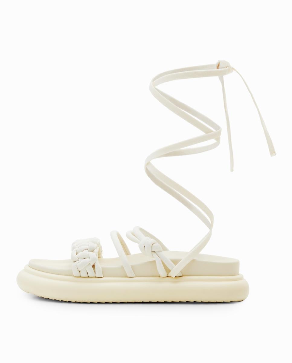 Imagen 0 de Sandalias tiras lazada plataforma de mujer
