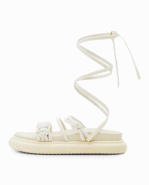 Imagen 0 de Sandalias tiras lazada plataforma de mujer