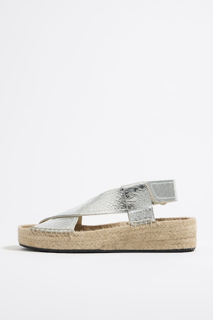 Imagen 0 de Cuña yute piel plata de mujer