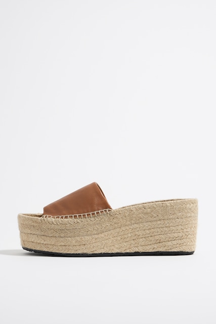 Imagen 0 de Cuña alta yute piel marrón de mujer