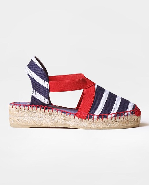 Imagen 0 de Alpargatas de niña en tejido de rayas con tira elástica