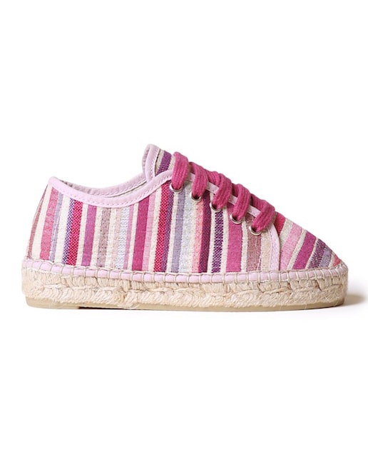 Imagen 0 de Alpargatas de niña en tejido a rayas con cordones