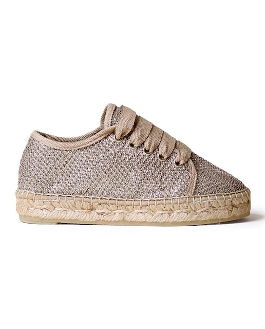 Imagen 0 de Alpargatas de niña en tejido brillante con cordones