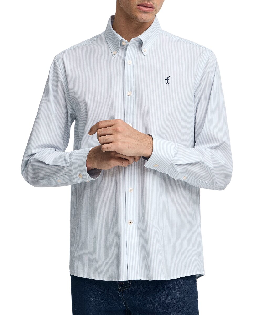 Imagen 0 de Camisa de hombre de rayas y corte regular con logo Rigby Go