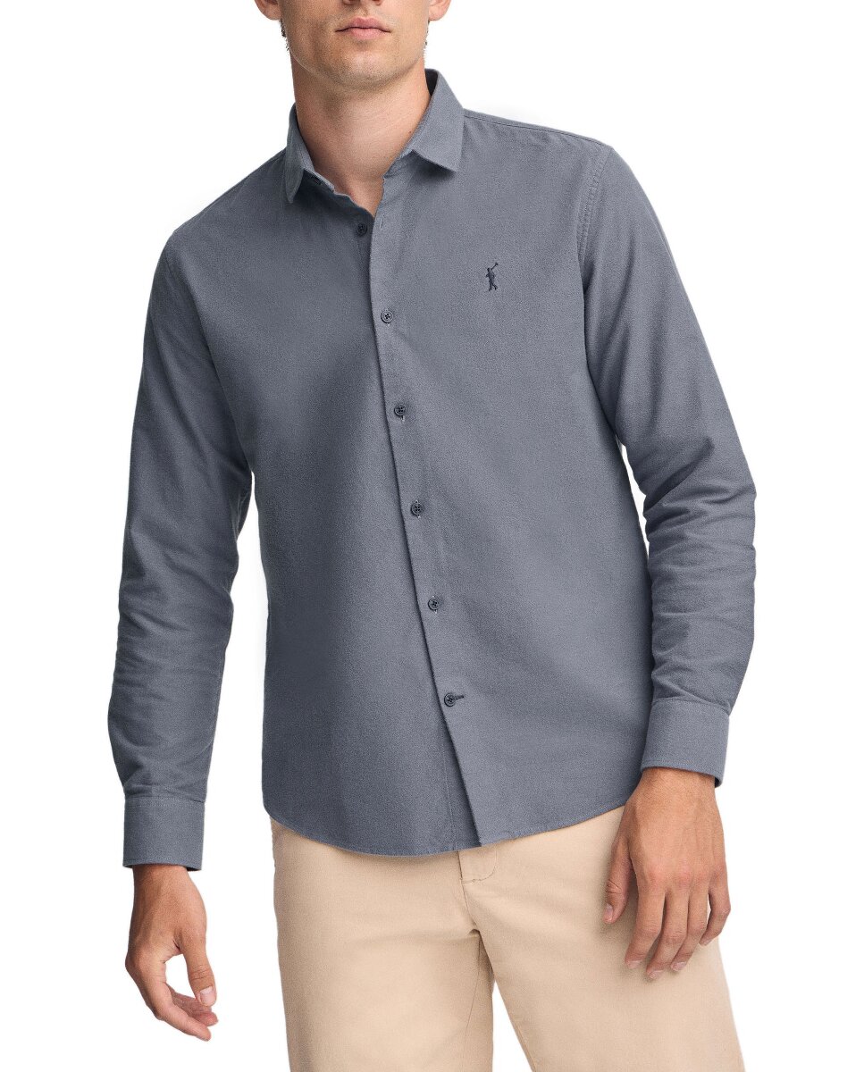 Imagen 0 de Camisa de hombre de corte slim y cuello italiano con logo Rigby Go