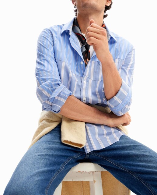 Imagen 0 de Camisa rayas patch de hombre