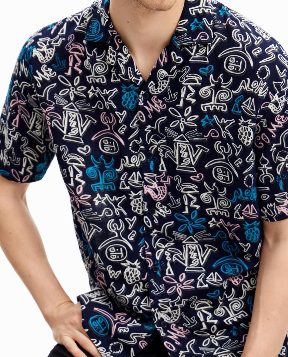Imagen 0 de Camisa ilustraciones a contraste de hombre