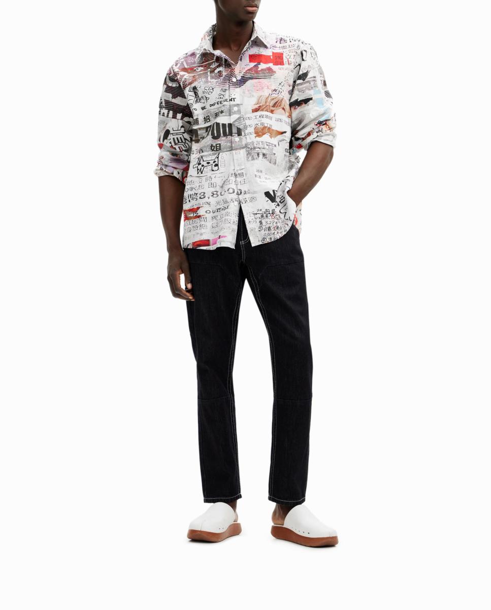Imagen 0 de Camisa con diseño de prensa japonesa de hombre