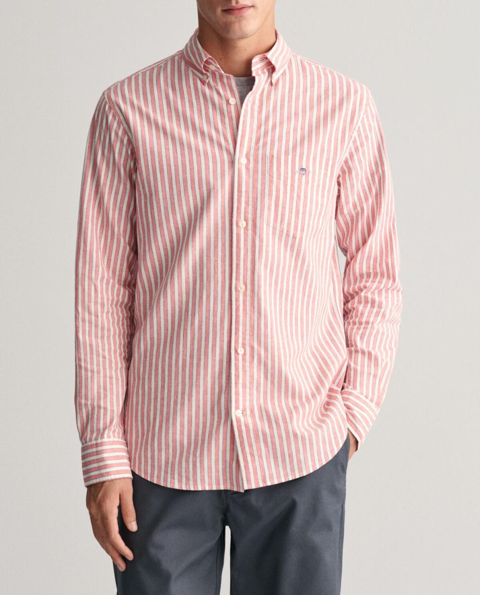 Imagen 0 de Camisa de hombre en mezcla de algodón y lino con rayas.