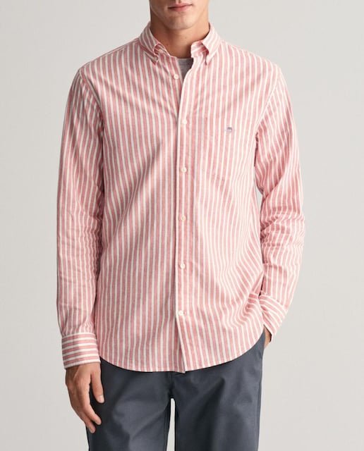 Imagen 0 de Camisa de hombre en mezcla de algodón y lino con rayas.