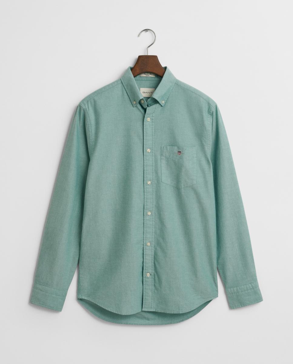 Imagen 0 de Camisa de hombre de algodón Oxford con ajuste regular y logo bordado en el pecho.