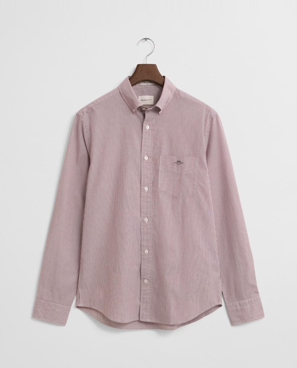 Imagen 0 de Camisa de hombre de algodón con rayas estilo banker, ajuste regular y cuello button-down.