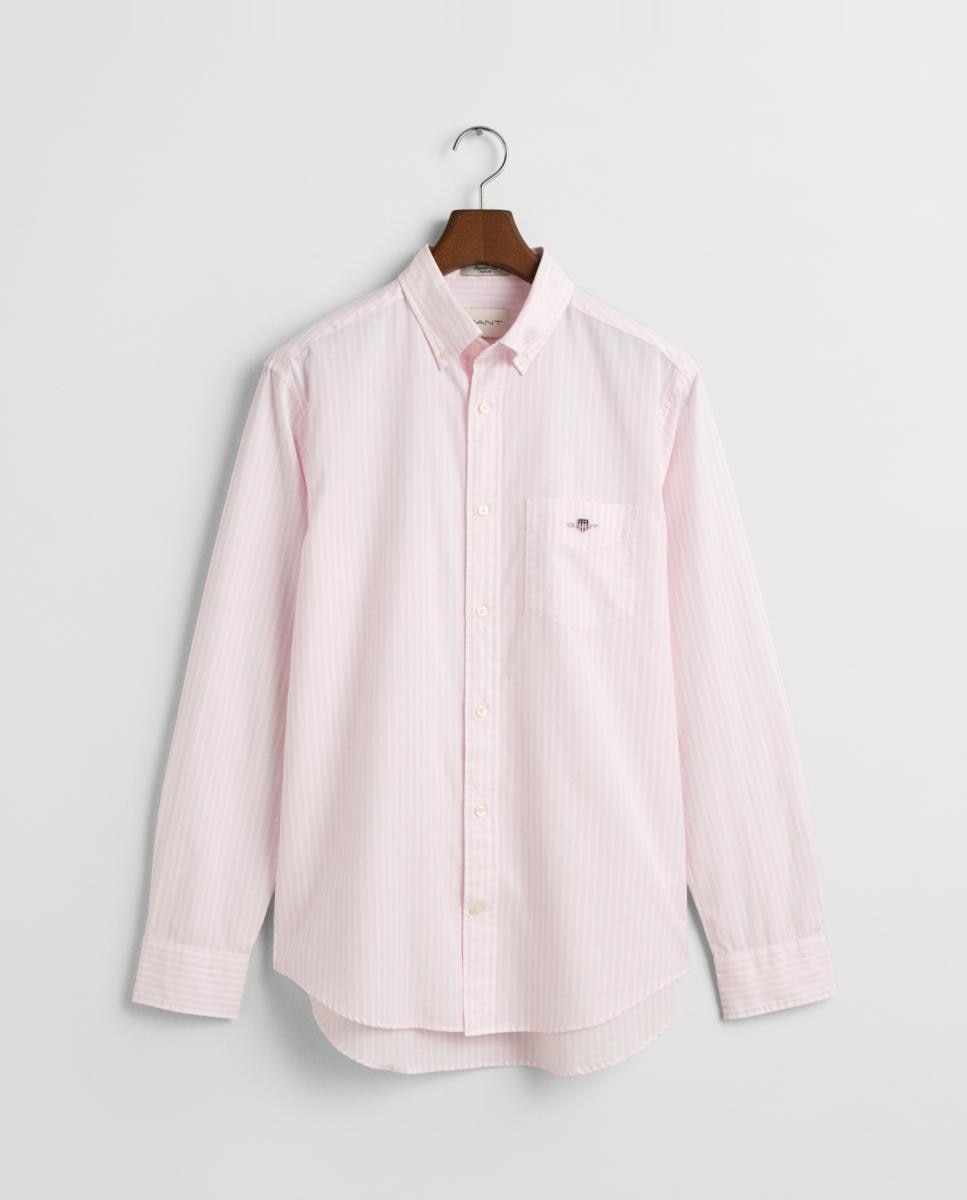 Imagen 0 de Camisa de hombre de algodón con rayas de hilo teñido, ajuste regular y cuello abotonado.