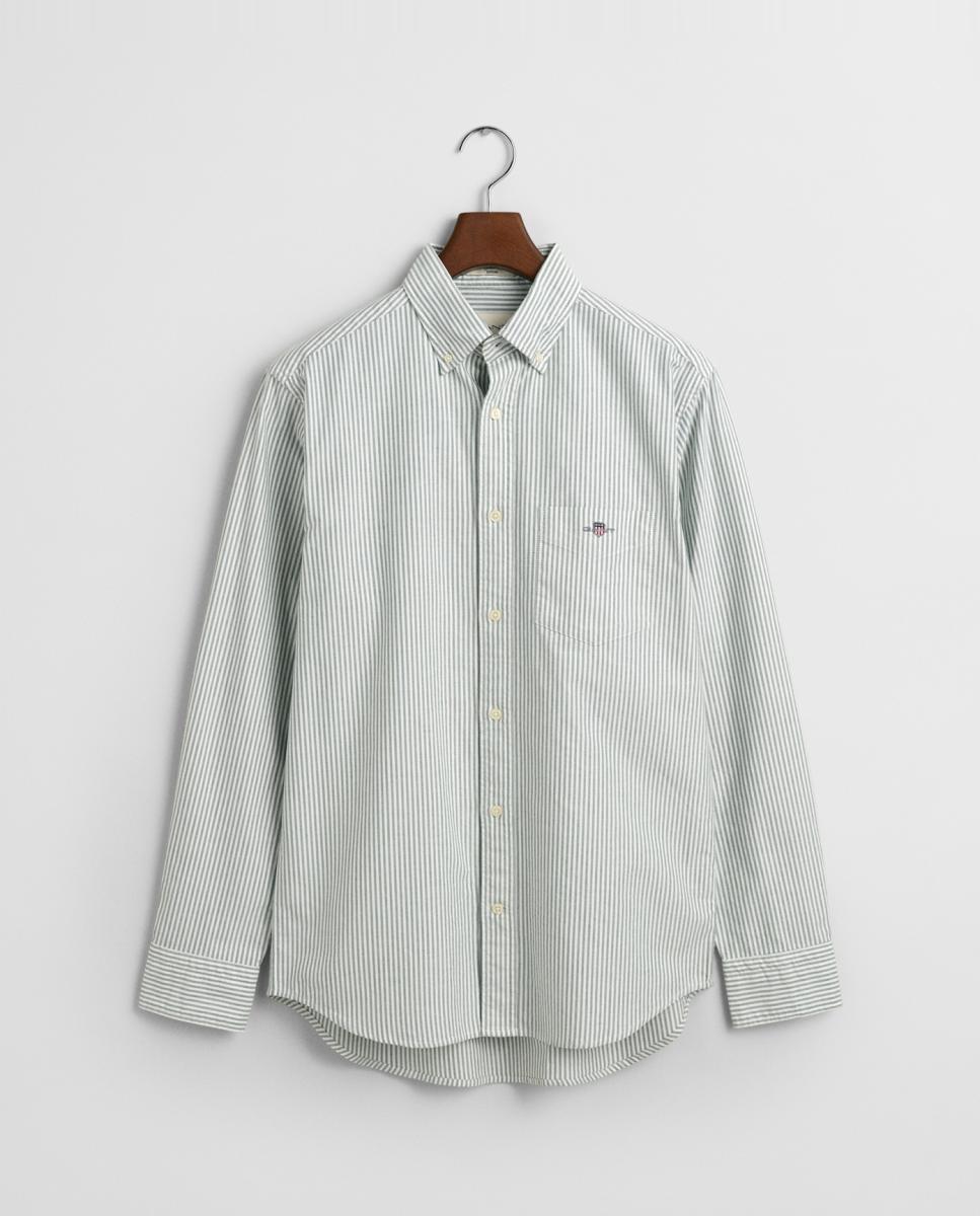 Imagen 0 de Camisa de hombre de algodón Oxford con rayas estilo banker.