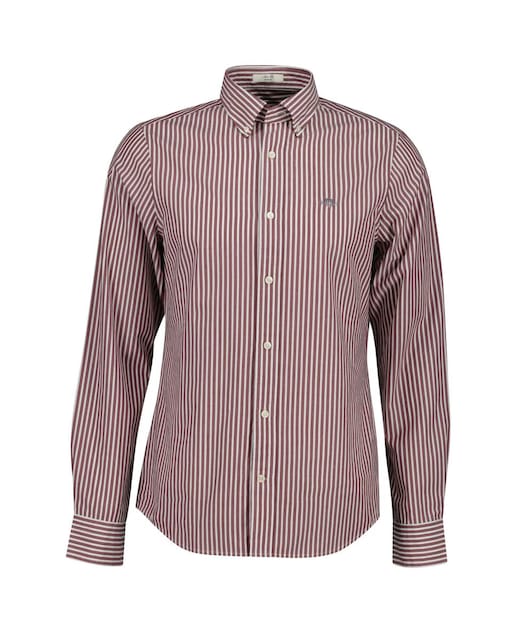 Imagen 0 de Camisa de hombre de algodón con rayas teñidas en hilo, corte slim y cuello abotonado.