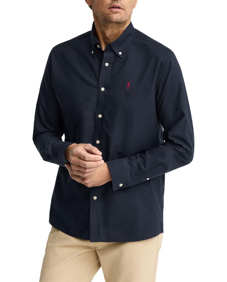 Imagen 0 de Camisa de manga larga para hombre, de corte regular y cuello abotonado