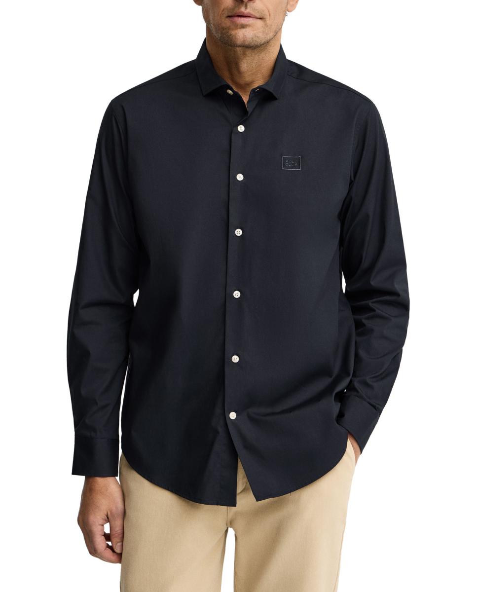 Imagen 0 de Camisa para hombre de manga larga y corte regular, elaborada en algodón popelín