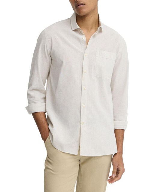 Polo Club Polo Club - Camisa de hombre con diseño a rayas, manga larga y cuello italiano.