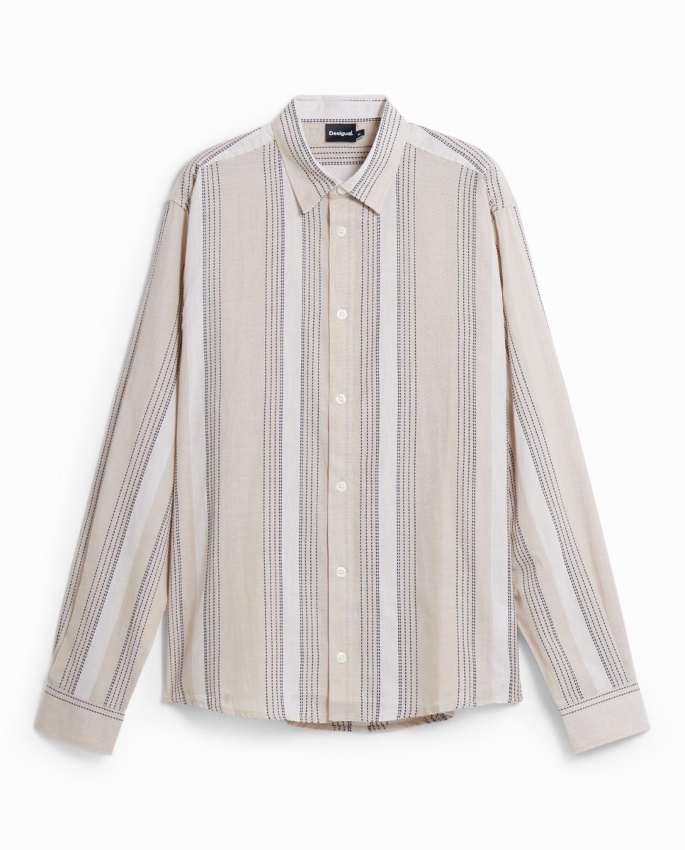 Imagen 0 de Camisa manga larga rayas bordadas