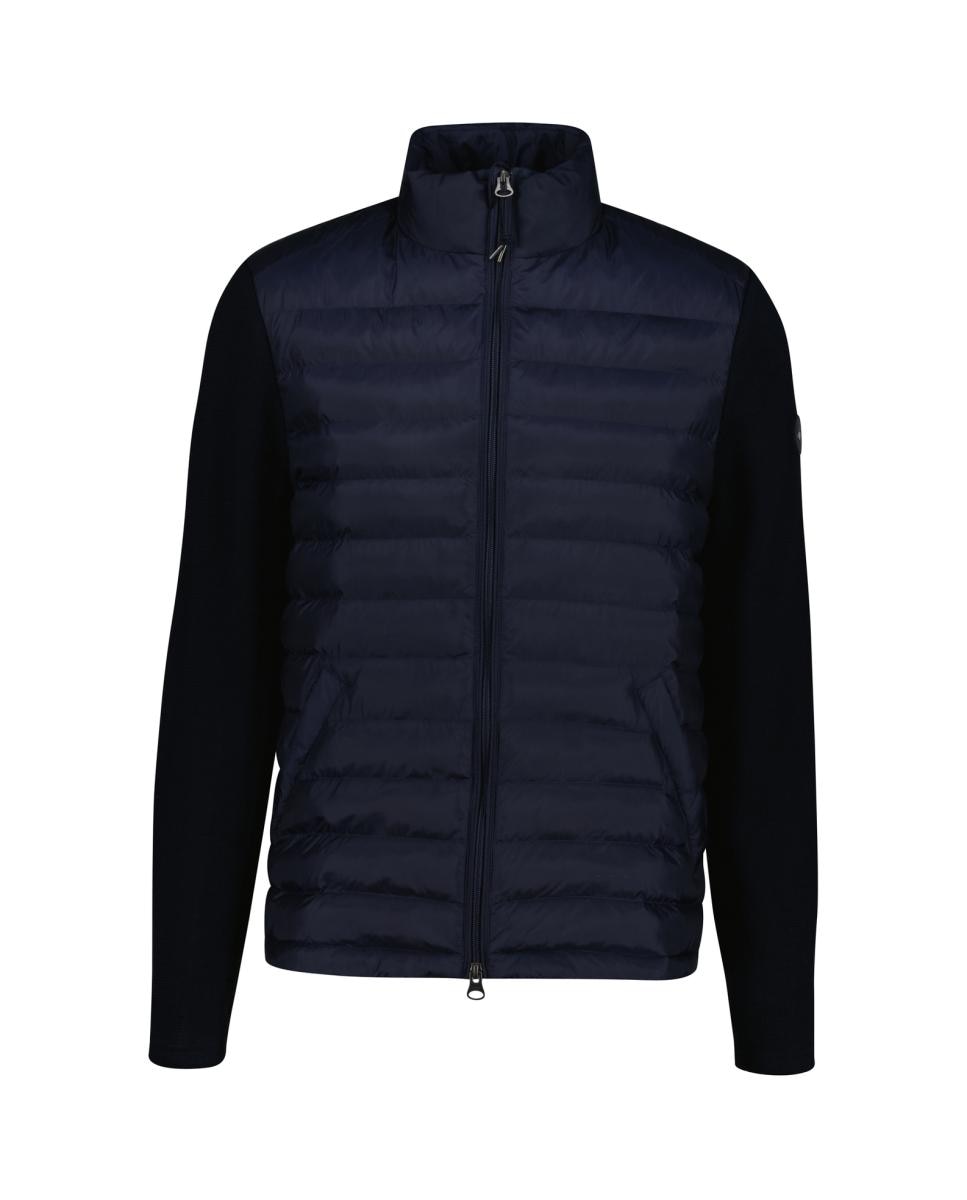 Imagen 0 de Chaqueta de hombre con diseño mixto, ligera y versátil, con cierre frontal, mangas de mezcla de lana y bolsillos laterales con cremallera.