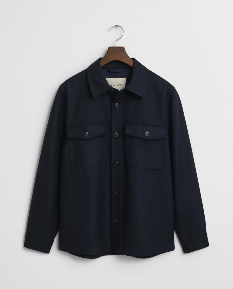 Imagen 0 de Sobrecamisa de hombre en mezcla de lana con corte regular y acabado de franela cepillada.
