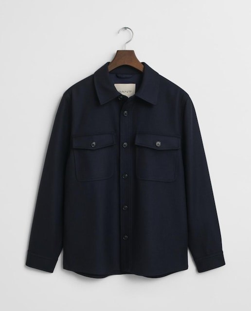 Imagen 0 de Sobrecamisa de hombre en mezcla de lana con corte regular y acabado de franela cepillada.