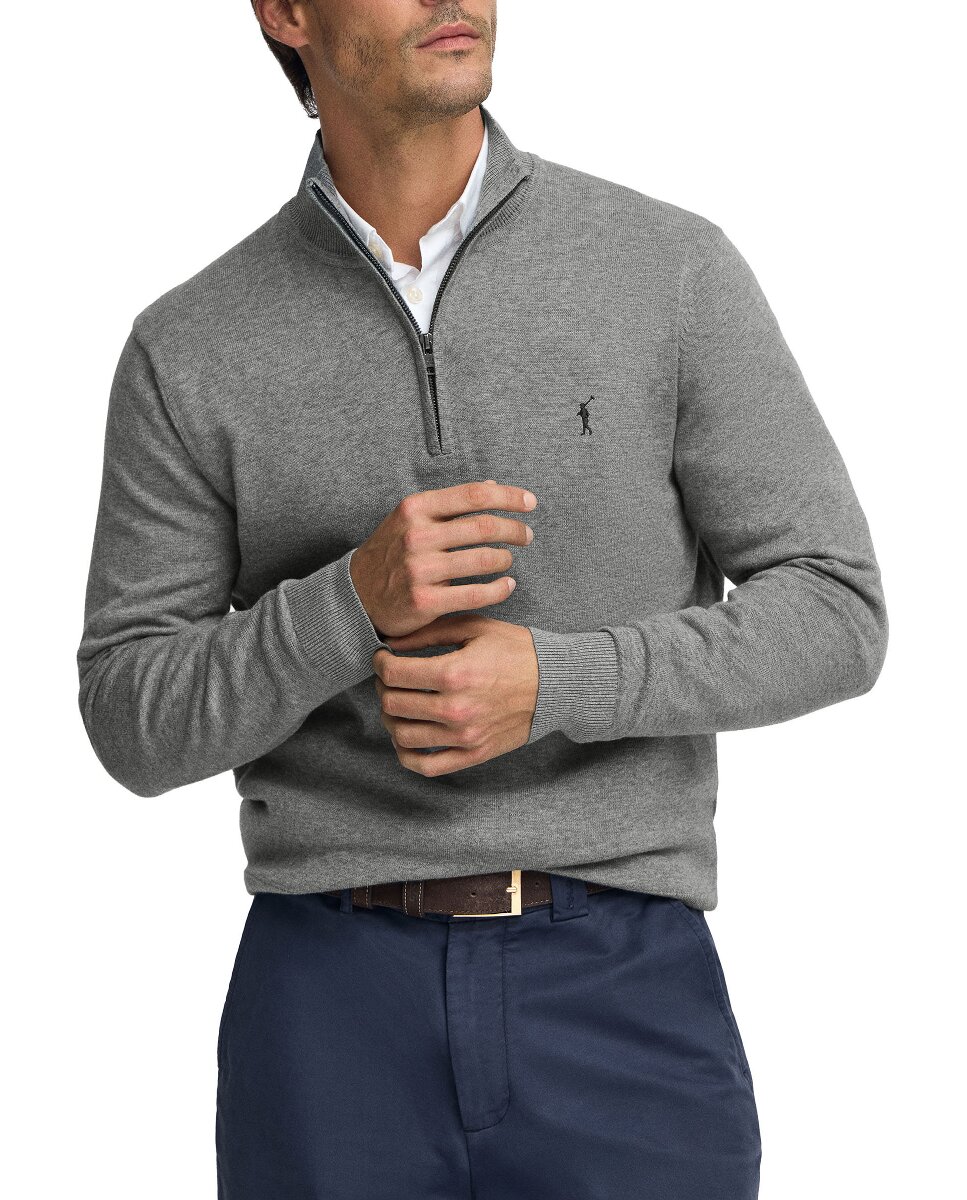 Imagen 0 de Jersey de hombre de algodón con cuello de media cremallera y bordado Rigby Go