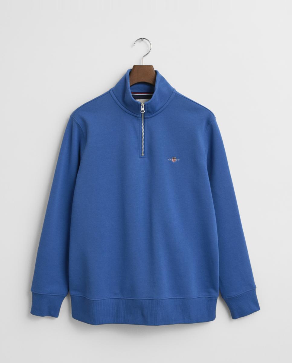 Imagen 0 de Sudadera de hombre en mezcla de algodón con corte regular, media cremallera y logo bordado en el pecho.