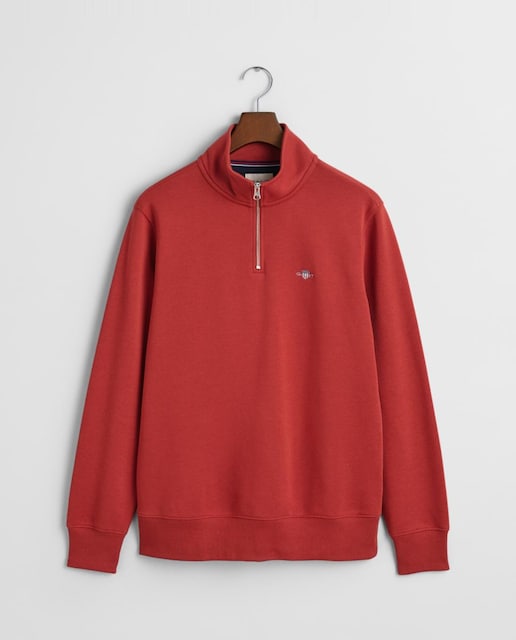 Imagen 0 de Sudadera de hombre en mezcla de algodón con corte regular, media cremallera y logo bordado en el pecho.