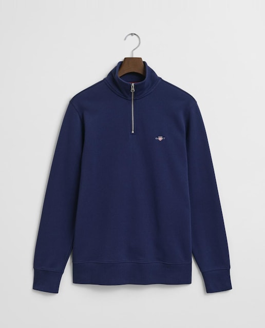 Imagen 0 de Sudadera de hombre en mezcla de algodón con corte regular, media cremallera y logo bordado en el pecho.