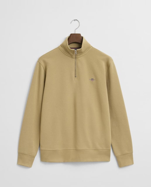 Imagen 0 de Sudadera de hombre en mezcla de algodón con corte regular, media cremallera y logo bordado en el pecho.