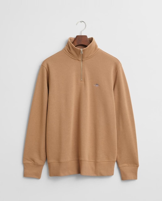 Imagen 0 de Sudadera de hombre en mezcla de algodón con corte regular, media cremallera y logo bordado en el pecho.