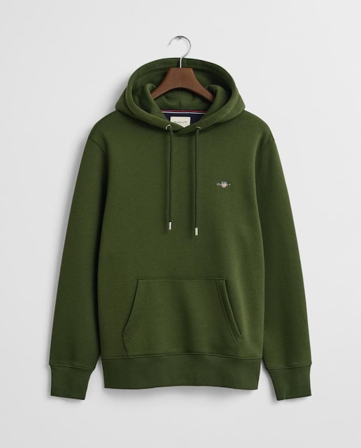 Imagen 0 de Sudadera con capucha de hombre en mezcla de algodón cepillado con corte regular, bolsillo canguro y logo bordado en el pecho.