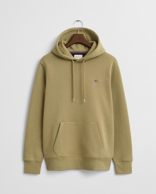 Imagen 0 de Sudadera con capucha de hombre en mezcla de algodón cepillado con corte regular, bolsillo canguro y logo bordado en el pecho.