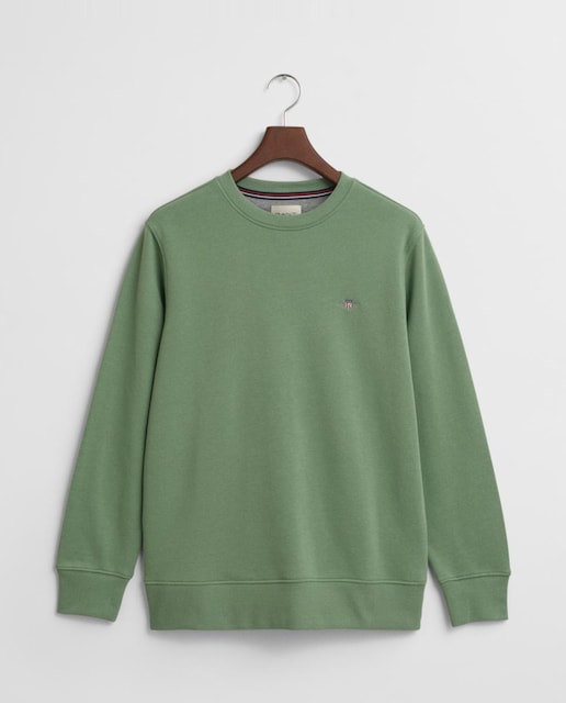 Imagen 0 de Sudadera de hombre de mezcla de algodón, con corte regular, cuello redondo, puños y bajo acanalados, y logo bordado en el pecho.