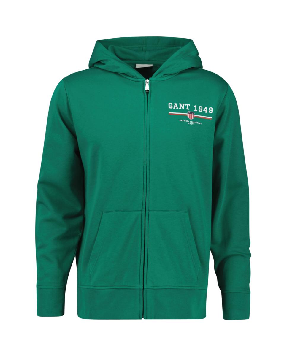 Imagen 0 de Sudadera con capucha de hombre en mezcla de algodón con corte regular, cremallera frontal y estampado gráfico en el pecho.