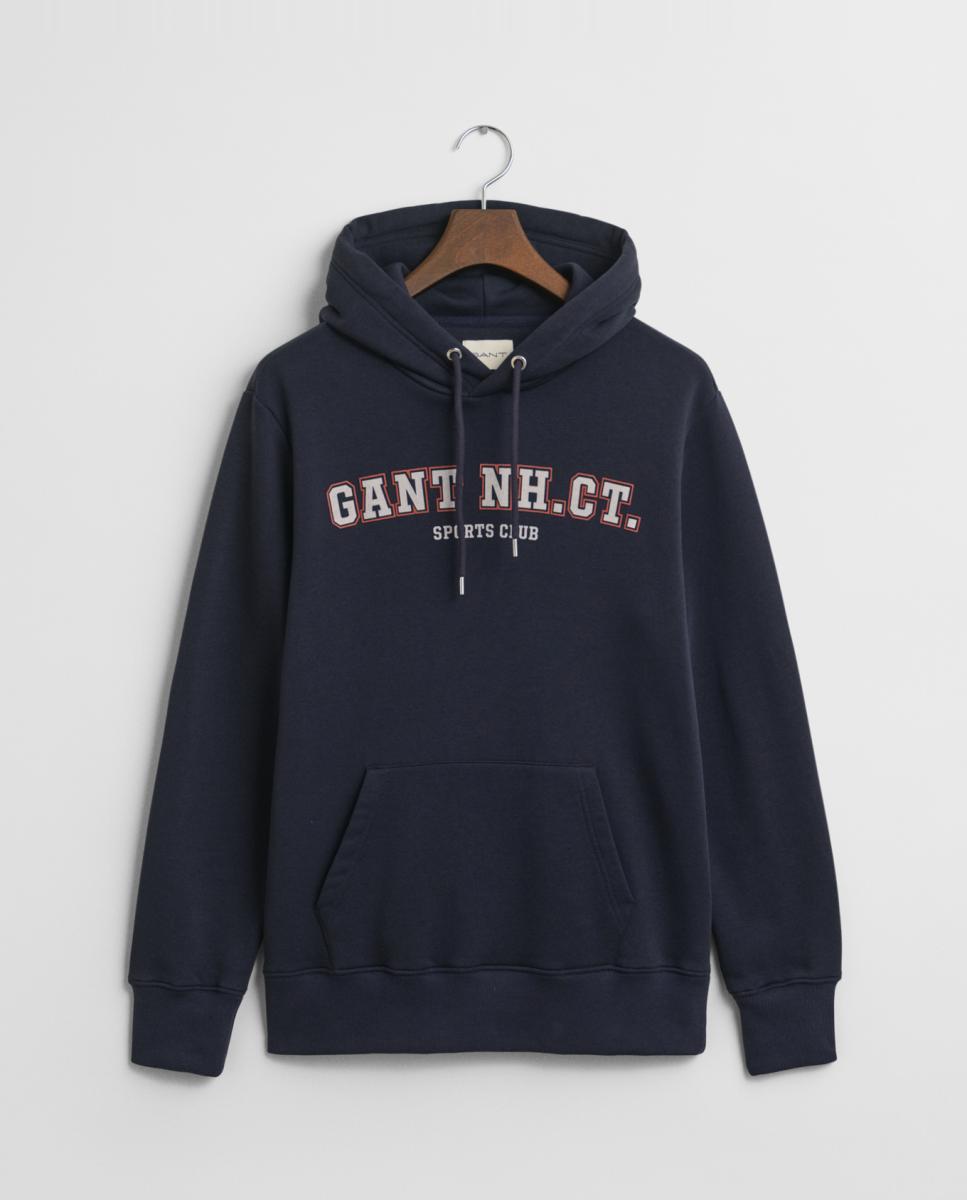 Imagen 0 de Sudadera con capucha de hombre en mezcla de algodón con corte regular y estampado deportivo en el pecho.