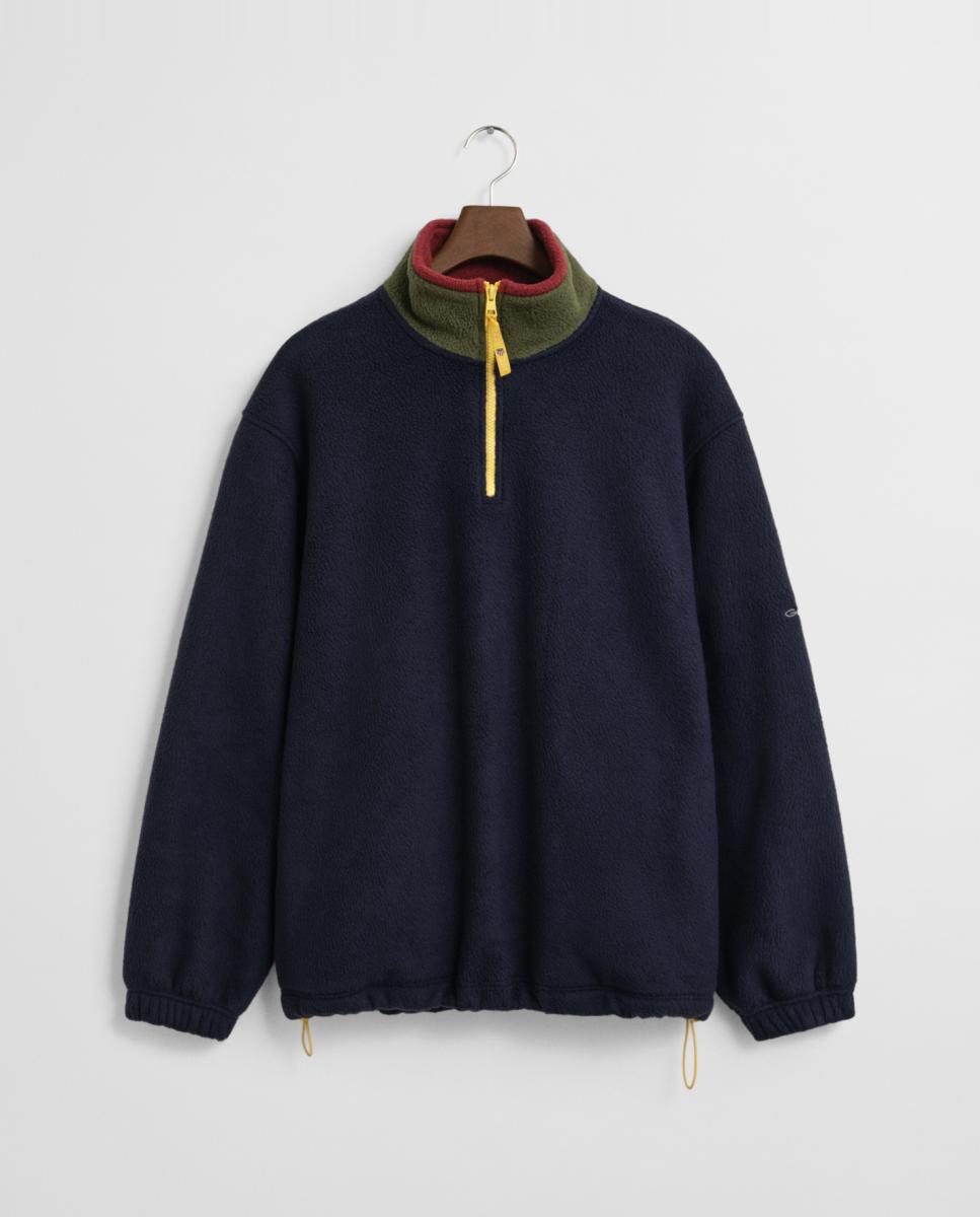 Imagen 0 de Sudadera polar de hombre de poliéster reciclado 100%, con media cremallera, bolsillos laterales y ajuste regulable en el bajo.