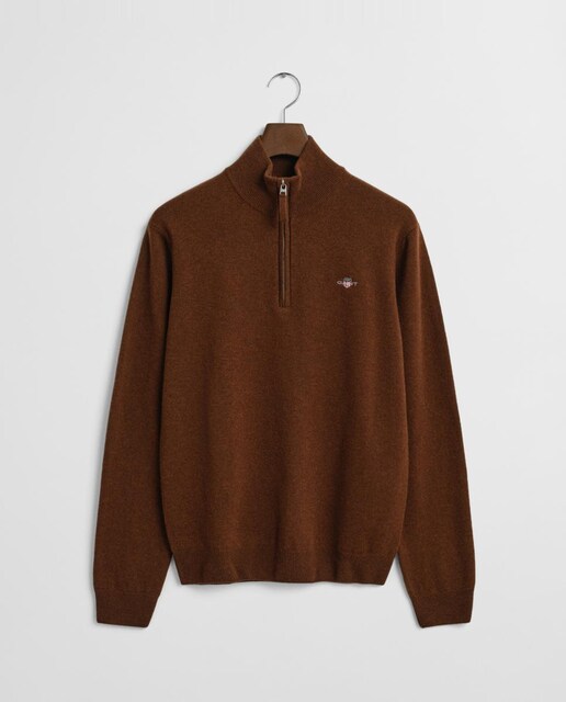 Imagen 0 de Jersey de hombre de lana merino 100%, con corte regular, cuello redondo y logo pequeño bordado en el pecho.