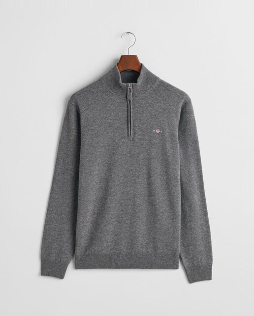 Imagen 0 de Jersey de hombre de lana merino 100%, con corte regular, cuello redondo y logo pequeño bordado en el pecho.