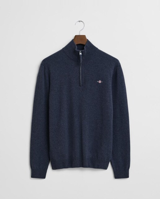 Imagen 0 de Jersey de hombre de lana merino 100%, con corte regular, cuello redondo y logo pequeño bordado en el pecho.