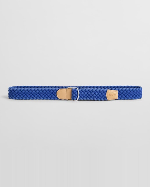 Imagen 0 de Cinturón trenzado de hombre en algodón orgánico con efecto desgastado, detalles de piel, hebilla metálica de doble D-ring y logo GANT.