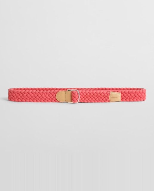 Imagen 0 de Cinturón trenzado de hombre en algodón orgánico con efecto desgastado, detalles de piel, hebilla metálica de doble D-ring y logo GANT.