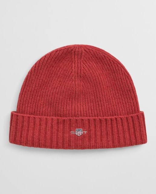 Imagen 0 de Gorro unisex de mezcla de lana, con tejido acanalado clásico y logo bordado en el frente.