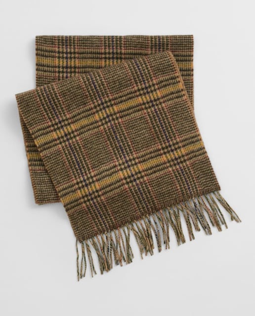 Imagen 0 de Bufanda de hombre reversible de lana con diseño de cuadros por un lado y color liso por el otro,.