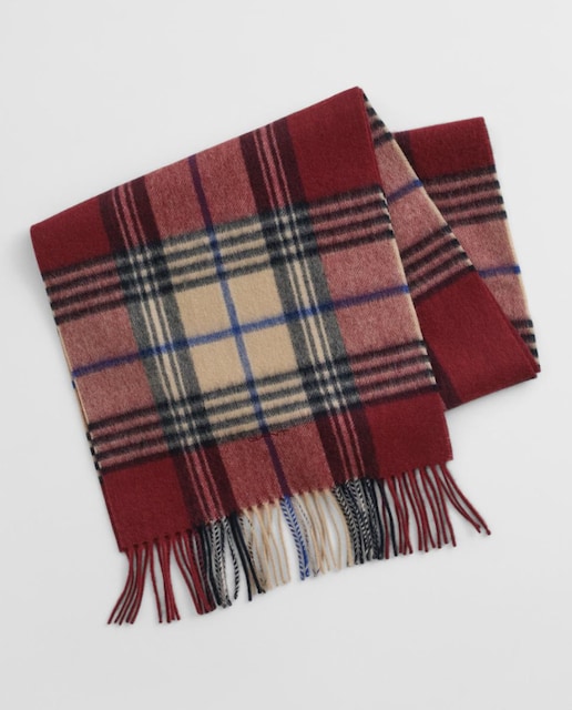 Imagen 0 de Bufanda de hombre de lana merina 100% con cuadros y logo bordado.