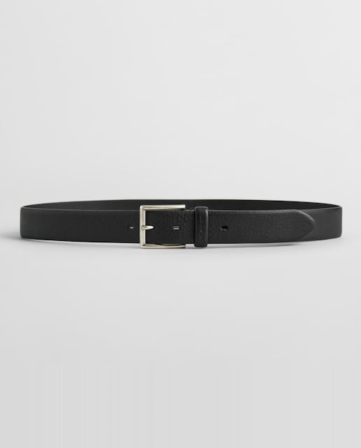 Imagen 0 de Cinturón clásico de hombre con ajuste regular, hebilla metálica en tono plateado y logo GANT.