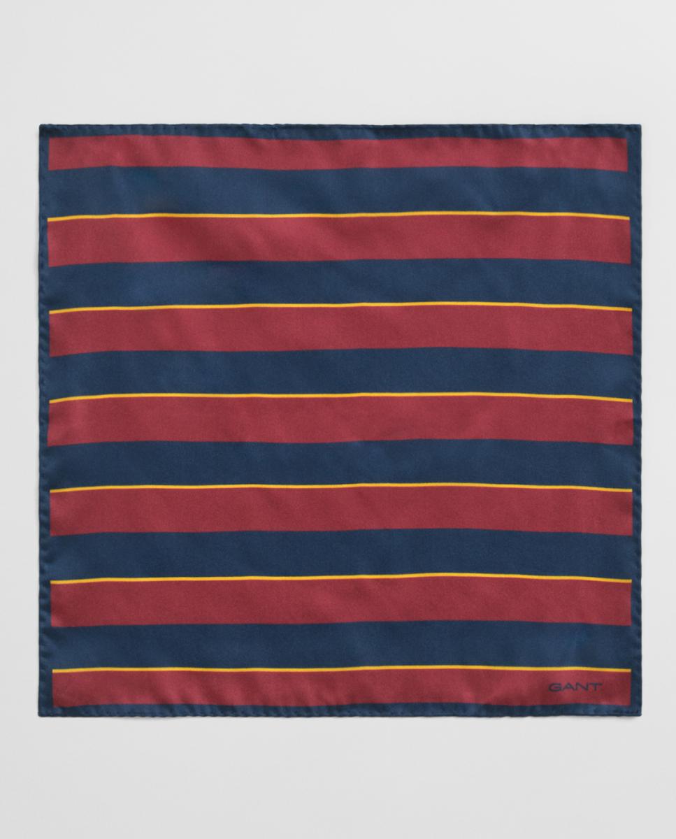 Imagen 0 de Pañuelo de bolsillo de seda con borde en contraste y estampado de rayas.