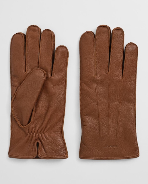 Imagen 0 de Guantes unisex de piel de cabra 100%, con forro de cachemira, puños acanalados, detalles de puntadas y logo en relieve.