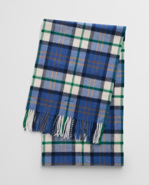 Imagen 0 de Bufanda de hombre de lana merina 100% con estampado de espiga a cuadros.